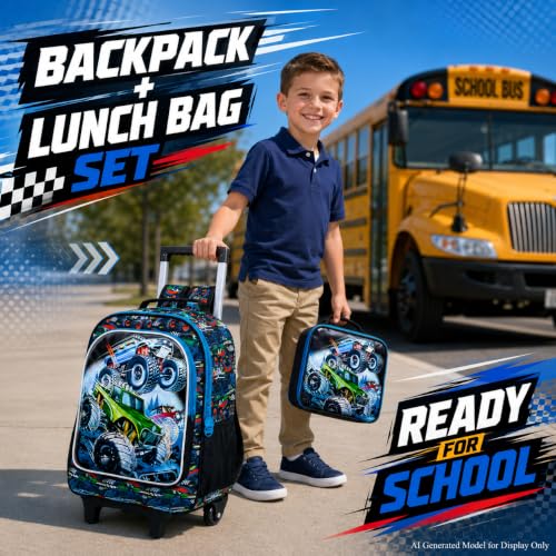 Image of CCJPX Rolling Backpack for Boys, Kids Roller School Bag with Wheels Toddler Wheeled Bookbag Elementary