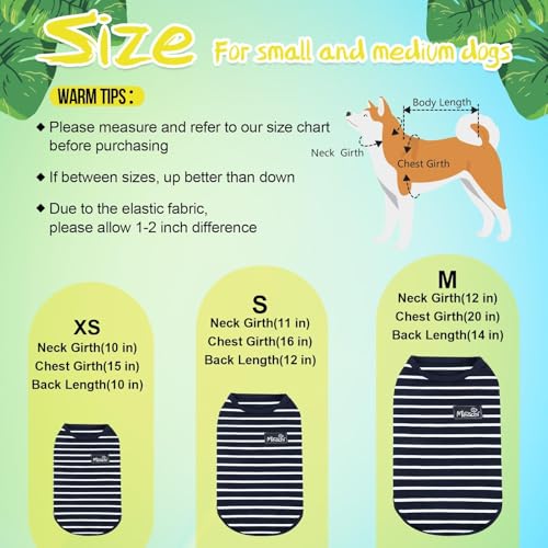Image of MIHACHI Dog Shirts Cotton Striped T-Shirt, Summer Pet Clothes for Small Dogs, 2-Pack Soft Puppy Apparel Cat Tee, Sleeveless Lightweight, Quick Dry, Breathable,Stretchy for Chiuahaha, Pink Navy XS