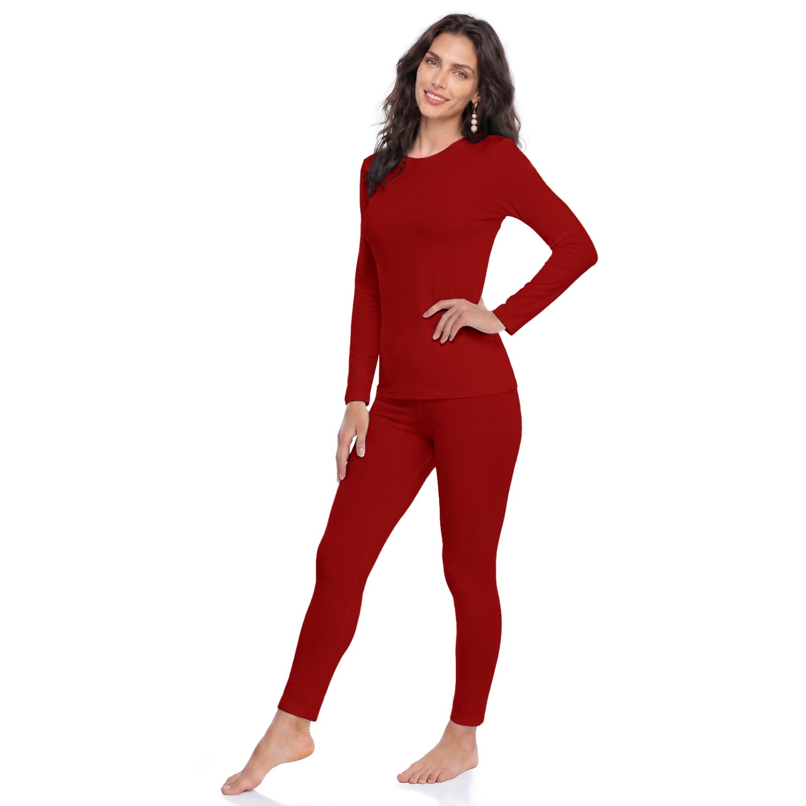 Thermal Underwear for Women Long Johns with Fleece Lined Long Underwear Set Cold Weather Pajamas Top Bottom-image-19