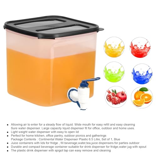 Image of Cutting EDGE 4.5 Liters Plastic Dispenser Jar with Tap,Water Pitcher for Juice,Drinks & Beverages at Home & Kitchen,Picnic,Office,Square Shape Container & Wide Mouth Allow Easy Filling (Black Lid)