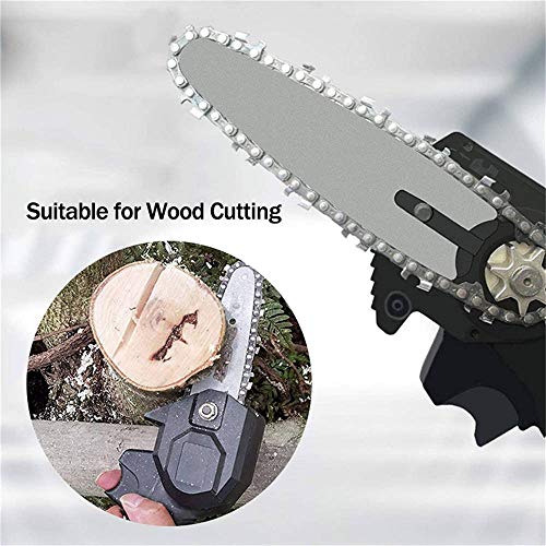 CJCGLOBAL Handheld Cordless Chainsaw with Charger and 2 Battery | Mini 4-Inch Cordless Electric Protable Chainsaw, Adjustable Cutting Speed for Wood Cutting, Tree Pruning and Garden (Black)