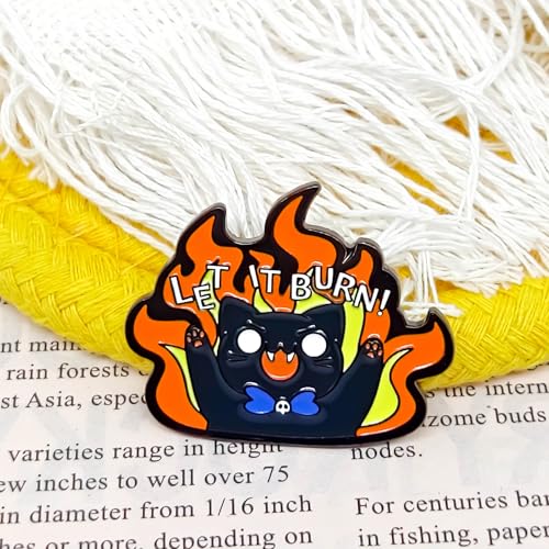 Image of Let It Burn! Angry Cat Enamel Pin - Animal World Series | Premium Enamel Pin - Statement Lapel Pin - Plated Badge for Clothing, Bags, Hats, Jackets, and Lanyards