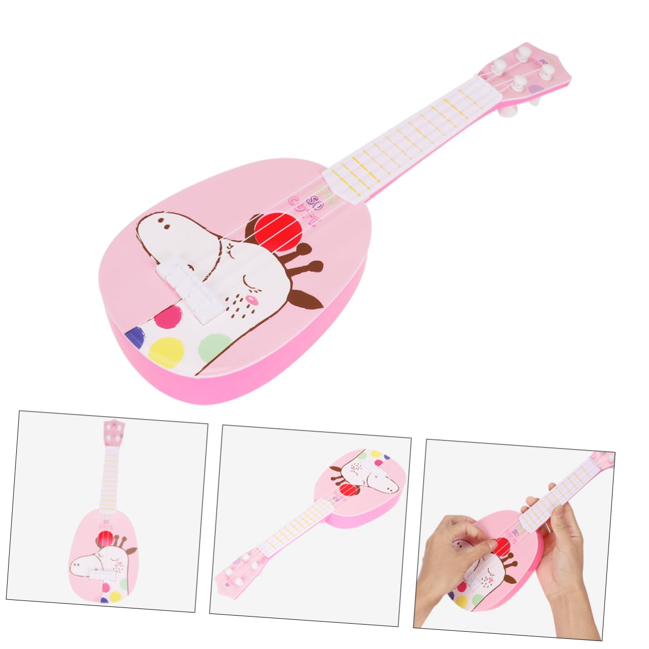HEMOTON 1 Pieza 4 Cuerdas Guitarra Simulada Regalo De Cumpleaños para Niños Ukelele De Juguete Guitarra Acustica Clasica Juguete Musical De Guitarra para Niños Tocar El Piano Rosa Antiguo