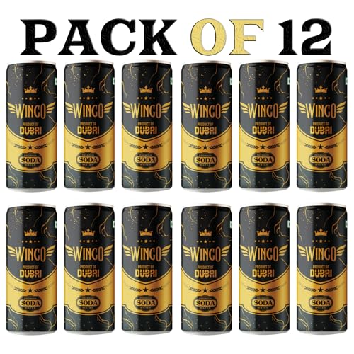 Image of Wingo Premium Soda Water - Product of Dubai | Sparkling Carbonated Water | Refreshing Beverage in Stylish Can | 250ml (Pack Of 12)
