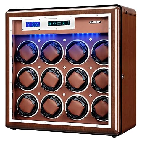Automatic Watch Winder, Luxury Walnut Watch Winder for Rolex with Quiet Motor and Adjustable Upgraded Watch Pillows Battery Powered or AC Adapter Watch Winder Box for Men and Women Cover