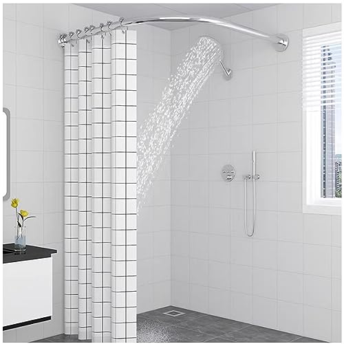 Tringle à rideau de douche en L télescopique, barre courbée extensible pour salle de bain