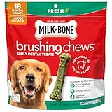 Milk-Bone Fresh Breath Brushing Chews, 18 Large Daily Dental Dog Treats Scrubbing Action Helps Clean Teeth