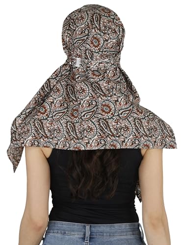 Image of Scarf Face Cover Mask Sun Protection Hair,Head, Neck, Nose Safety Head Wrap Scarf For Women Girls Daily Use Dupatta Hijab Double Layer Cotton Printed Kalamkari