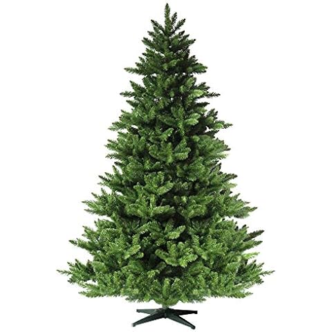 RS Trade® HXT 19001 künstlicher Weihnachtsbaum 210 cm (Ø ca. 146 cm ) mit 1910 Spitzen und Schnellaufbau Klapp-Schirmsystem, schwer entflammbar, unechter Tannenbaum inkl. Metall Christbaum Ständer Cover