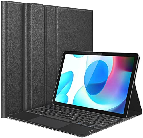 Image of HOM 3 Fold 7-Colour Backlight Detachable Wireless Bluetooth Keyboard with Trackpad /Touchpad Tablet Cover Case for Realme Pad 10.4 inch
