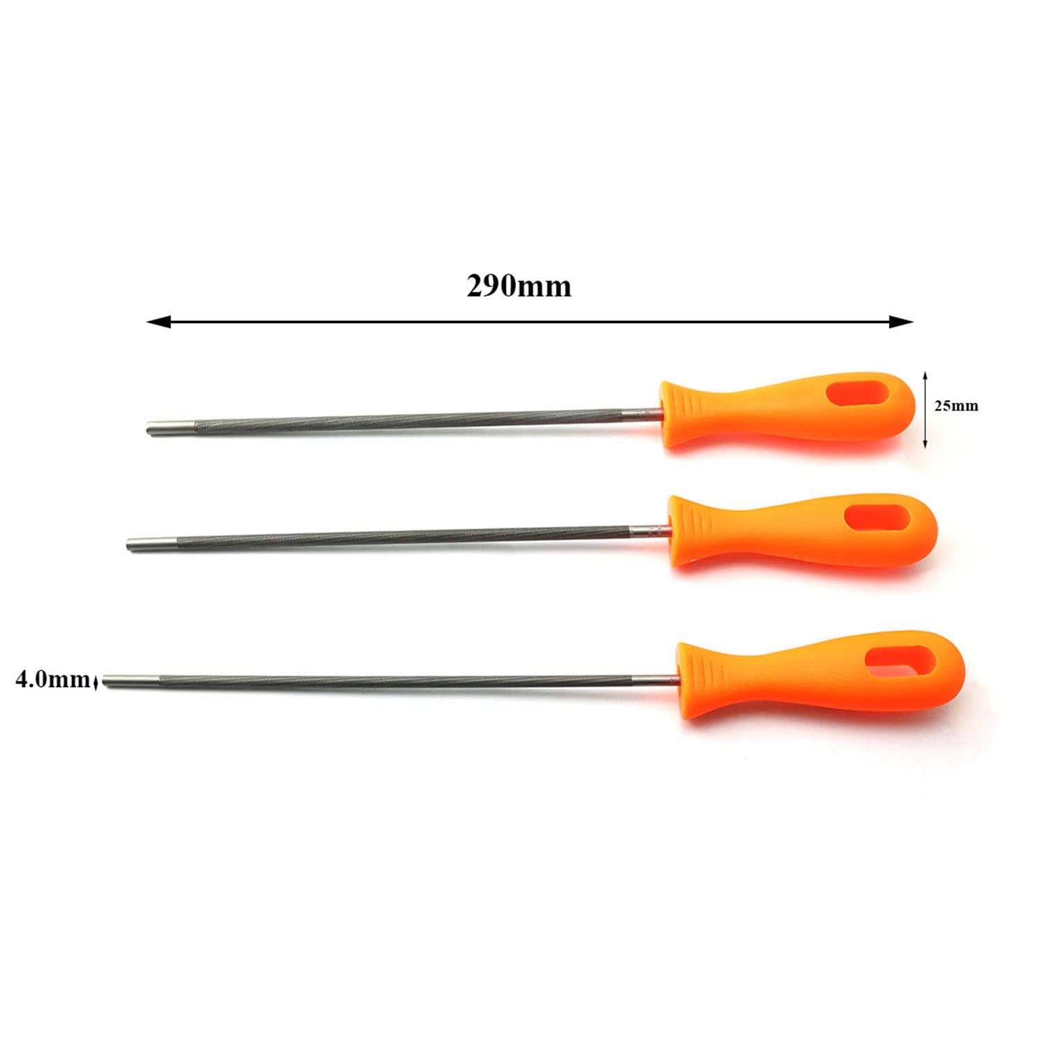 heyous 3 unids 5/32 pulgadas motosierra cadena afilar archivo conjunto motosierra archivos sacapuntas con mango plástico herramientas manuales carpintería