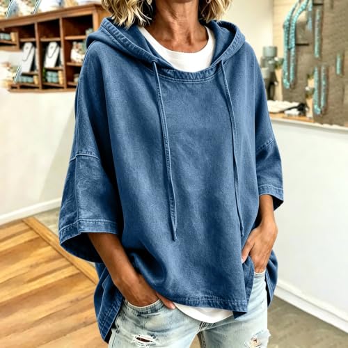 FPMLUXLL Womens Casual Hoodie Fall 3/4 Sleeve Oversized Pullover Sweatshirt - image 2