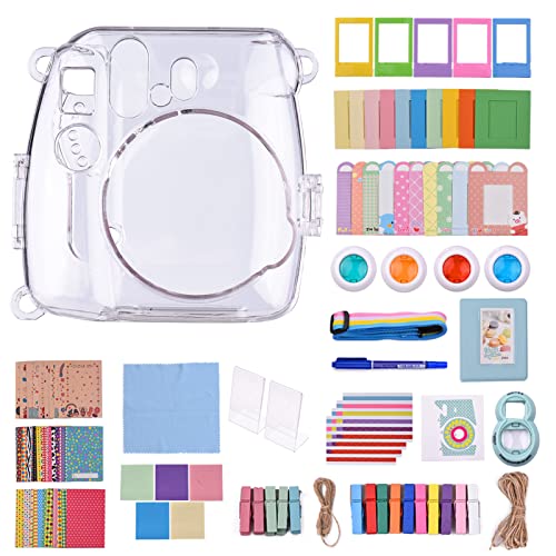 Andoer Kit de accesorios de cámara instantánea 18 en 1 de repuesto para cámara instantánea Fujifilm Instax Mini 8/9 con funda, álbum de espejo, calcomanías para selfies