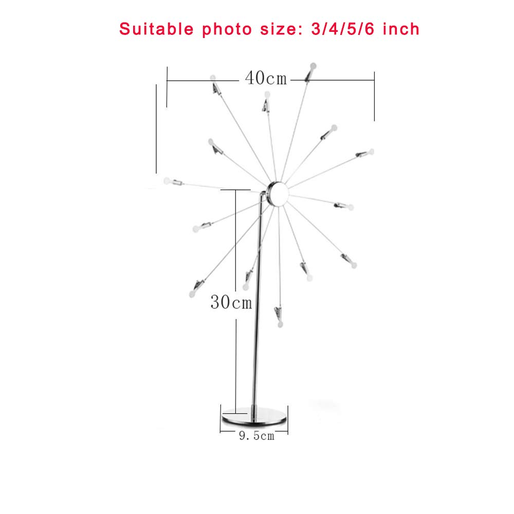 Support photo de bureau avec clips pour carte postale, carte cadeau, support de décoration, arbre de photo, support pour affichage de table, roue ciel, design romantique avec fil plaqué et