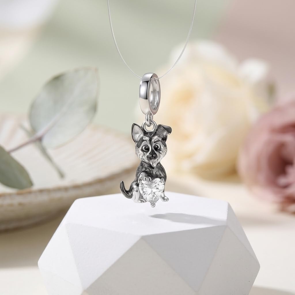 Dog Charms for Bracelets 925 Sterling Silver Cute Dog Jewelry Gifts for Women