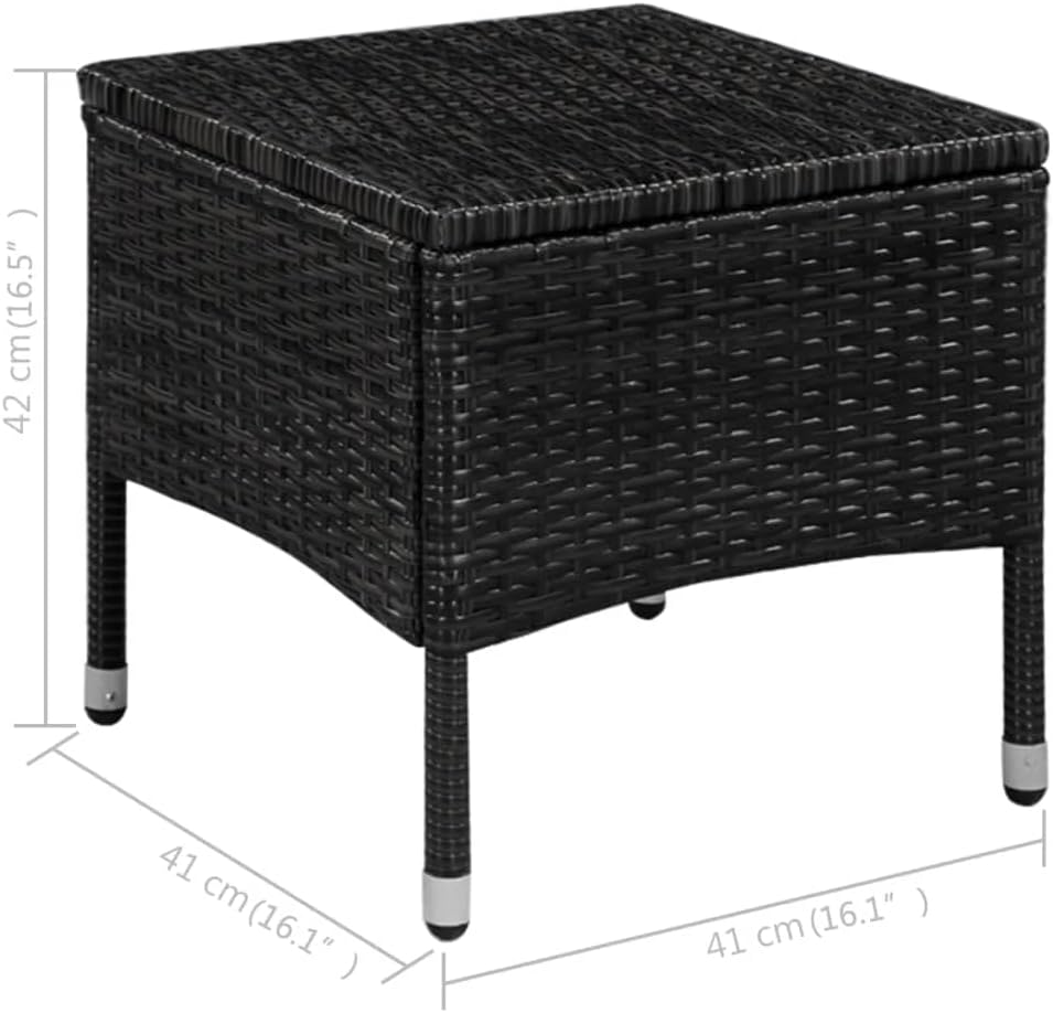 Patio Chair and Stool with Cushions,Relaxing Chair,Comfy Padded Chairs,Garden Chair,Easy to Assemble,Used for Patio, Garden, Lawn, Deck, Apartment Balcony, Poly Rattan Black