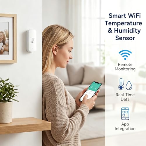 WiFi Smart Thermometer Hygrometer Sensor, Wireless Indoor Temperature Humidity Monitor with Remote View, TUYA App Notifications & High Accuracy, No Hub Required, Works with Alexa - Image 5