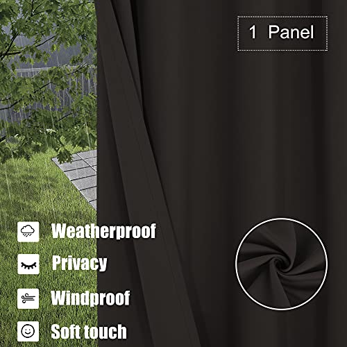 BONZER Waterproof Indoor/Outdoor Curtains for Patio - Thermal Insulated, Light Blocking Grommet Blackout Curtain for Bedroom, Porch, Living Room, Pergola, Cabana, 1 Panel, 100W x 108L inch, Chocolate by BONZER - Image 3