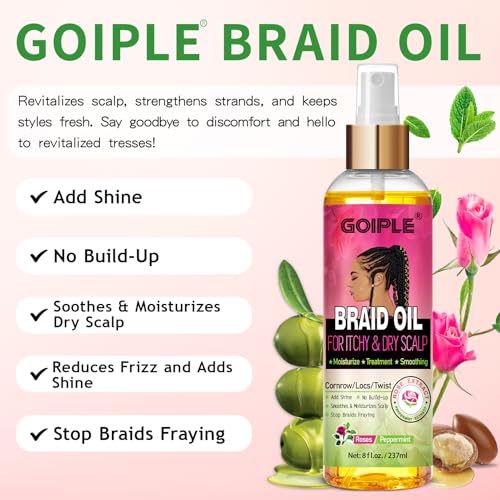 Braid Oil for Soothes Moisturizes Dry & Itchy Scalp- Braid Care Oil for Dandruff and Thinning Edges- Braid Hair oil for Locs & Twists Enhances Shine and Reduces Frizz- Scalp oil Refreshes Dry 8 fl oz - Thumbnail 3