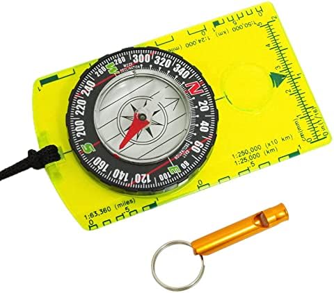 MUCXNIIY Orienteering Compass with Whistle - Outdoor Hiking Backpack & Camping Navigation Tool - Perfect Boy Scout Compass Gift for Map Reading & Kids