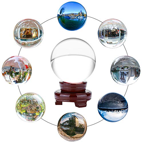 Neewer 100mm Bola Cristal Clara Asiática RARA Esfera Curativa Mágica con Soporte Madera para Fotografía, Decoraciones para Casa, Oficina, Restaurante, Fiesta, Banquetes, Tiendas u Otras Ocasiones
