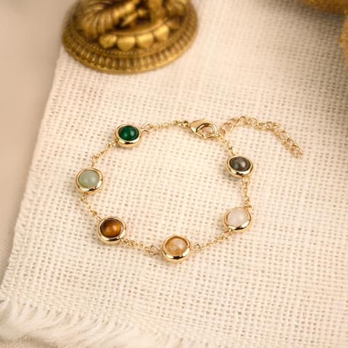 Image of Astrotalk Dhan Yog Bracelet |Attracts Wealth & Prosperity | Manifest Wealth with Citrine, Jade, Tiger Eye, Clear Quartz & Pyrite Stone | Bracelet for Man & Woman | Gift for Man & Woman