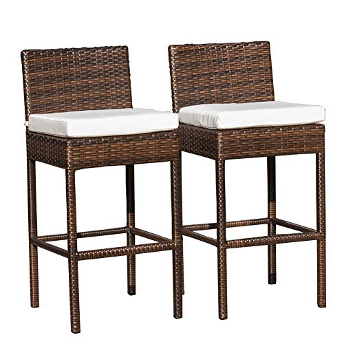 Buy Sundale Outdoor 2 Pcs Brown Wicker Counter Height Bar Stool with