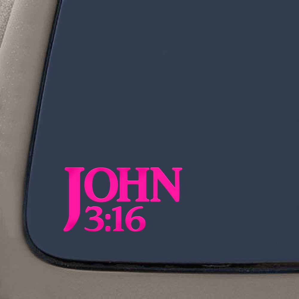 Sticker verset biblique John 3:16 pour voiture MacBook van rose 19x10cm