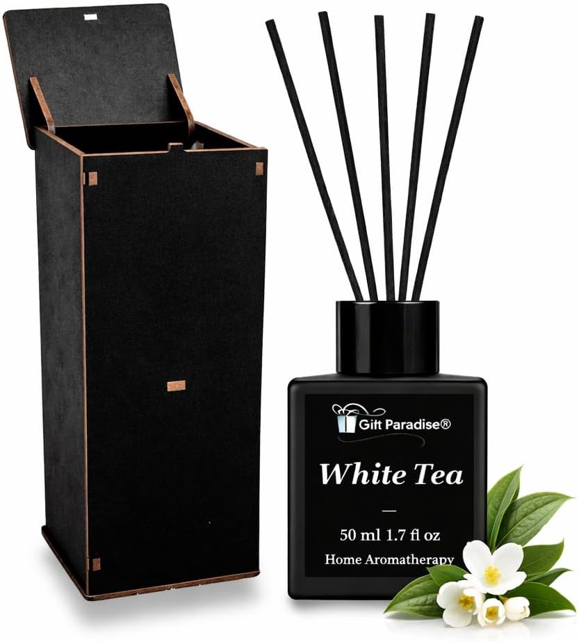 Gift Paradise® Cedarwood & Bergamot Reed Diffuser Set – Premium Home Fragrance with Black Glass Bottle & 5 Reeds – Long-Lasting Up to 3 Months – Elegant Gift