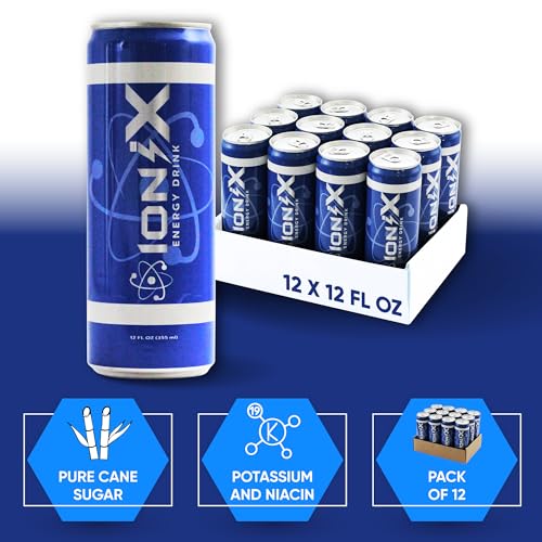 Image of Nootropic Energy Drink - ionix Nootropic Drink to Boost Focus and Mood with Natural Green Tea Caffeine, Vitamins & Prebiotic for Gut Health, Pure Cane Sugar & L-Theanine - 12 fl oz Cans (Pack of 12)