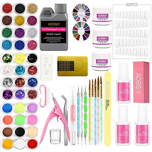 Aobbiy Acrylic Nail Art Kit, Acrylic Nail Powder Set, Professional Manicure Acrylic Nail Art Set, For Professional and Home Use. (Acrylic Nail Polish Kit)