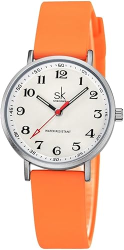 Miniatura 7 de SHENGKE SK Reloj deportivo de moda ultrafino a prueba de sudor para mujer, reloj con esfera fácil de leer y banda de silicona colorida