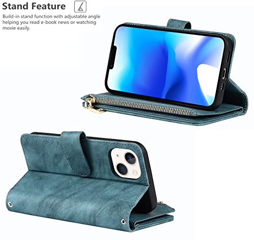 Housse iPhone 14 Plus bleu pour voyager léger grâce au cordon et support - 7