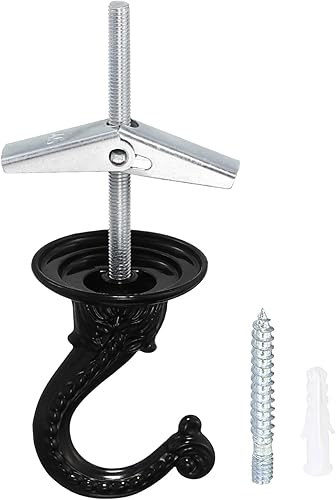 YOKIVE Juego de 4 ganchos de techo, gancho pesado para colgar con tornillo de montaje, plantas colgantes, ideal para oficina, hogar, uso diario