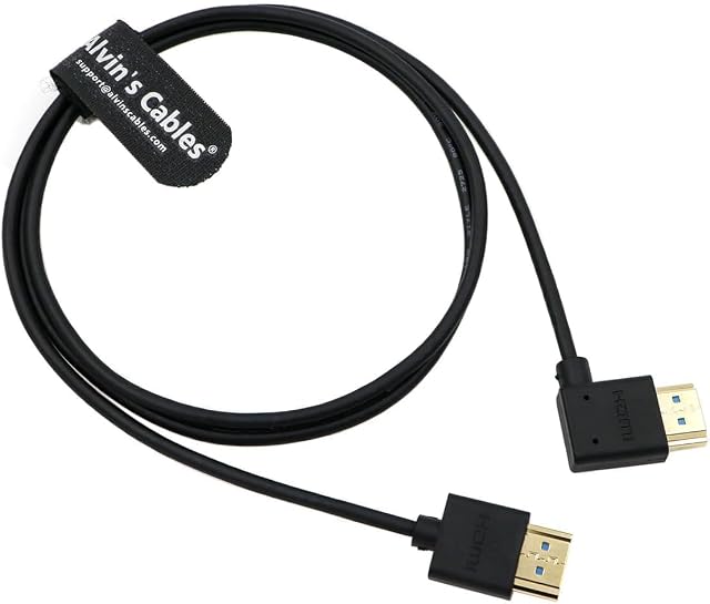 Alvins Cables 8K 2.1 HDMI Câble haute vitesse pour moniteur Atomos Ninja V Angle droit à gauche HDMI Cord pour Z CAM E2, Sony FS5| FS7| A7S3 Caméras 39,4pouces1M