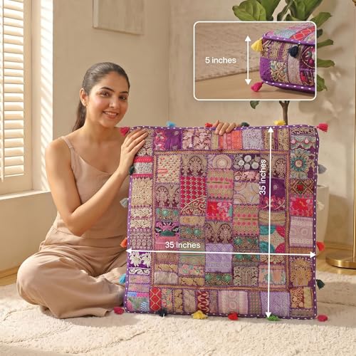 Housse de grand coussin d'extérieur patchwork haut de gamme