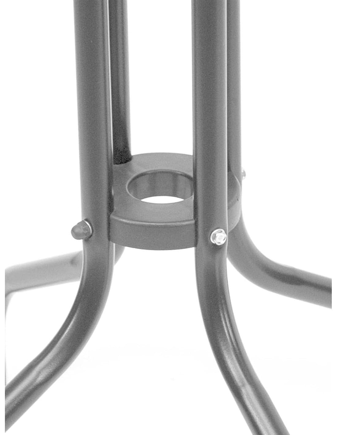 Jardin202 - Mesa de Cristal Redonda con Base metálica | Ideal para Terraza, Jardín o Balcón | 60x70cm | (Gris)