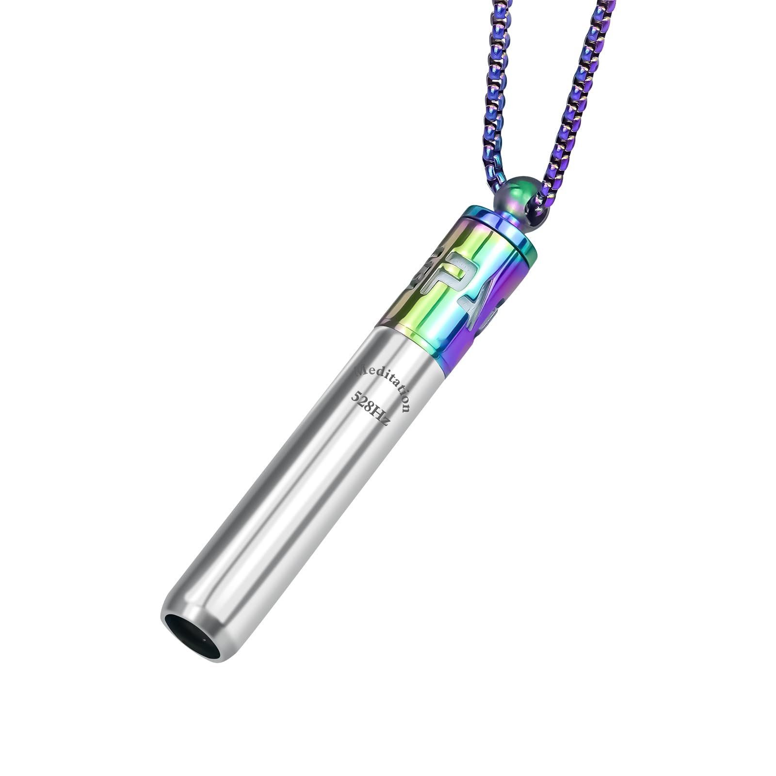 Milumber 528 Hz Breathing Necklace, Breathlink Quit Smoking Tool, Meditation Tuning Whistle with Fragrance Diffuser, Colorful