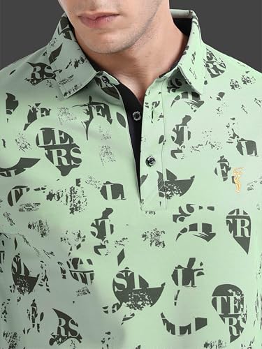 Image of STELLERS Men's Printed Polo T-Shirt | Regular Fit| Feather Touch Feel | Odour Resistant | Wrinkle Free | Stretchable | Anti-Static