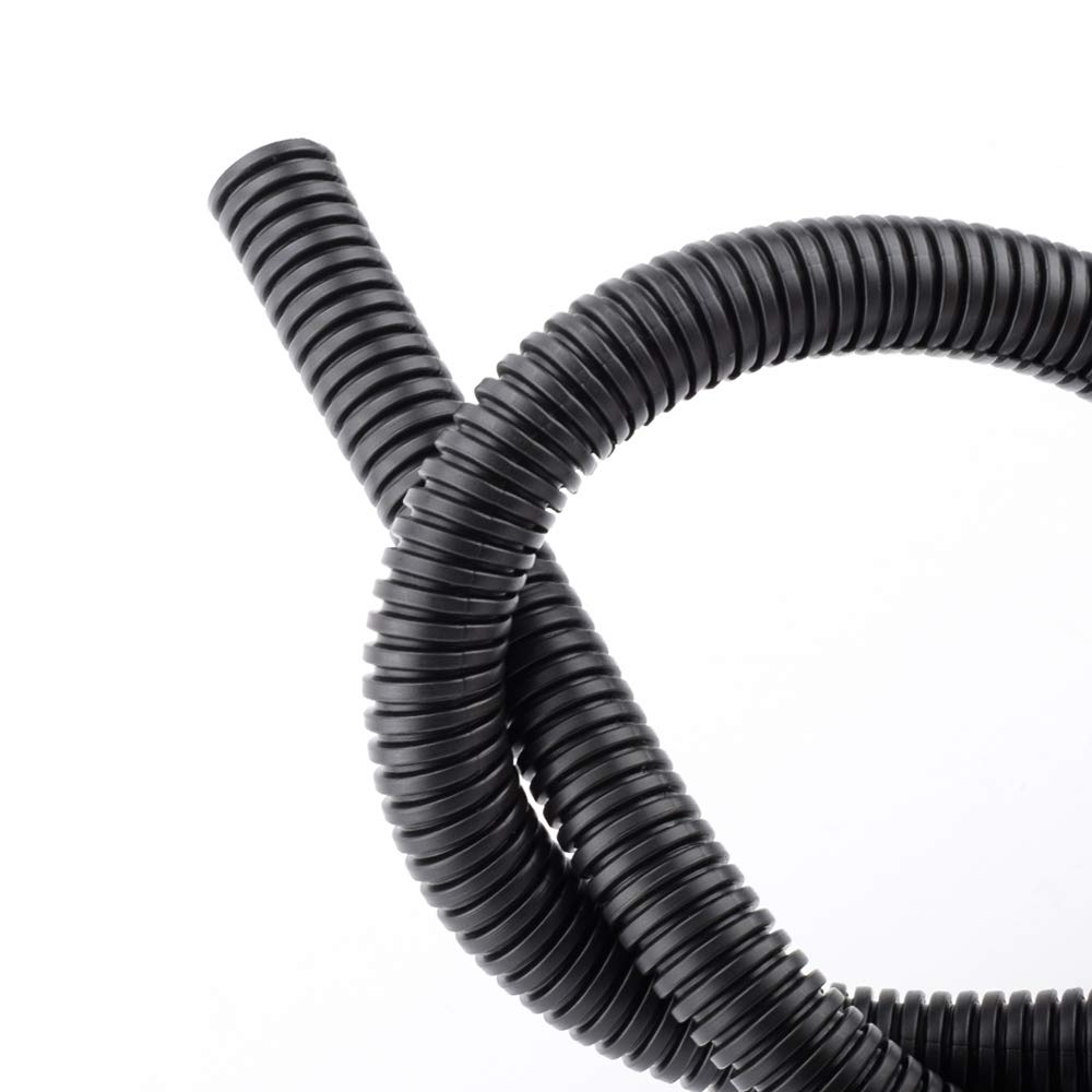 ZhiYo 20FT 1/2” Wire Loom Split Tubing Auto Wire Conduit Flexible Cover | High Temperature Heat Resistant -40F to 257F | Plastic Cover for Electrical Wires & Cables, Black