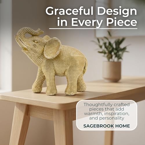 Figura decorativa de elefante en resina dorada de 7 pulgadas miniatura 6