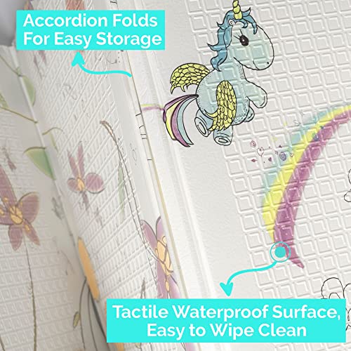 Jumpoff Jo - Large Waterproof Foam Padded Play Mat For Infants, Babies, Toddlers, Play & Tummy Time, Foldable Activity Mat, 70" X 59" - Fairy Blossom #TOP2