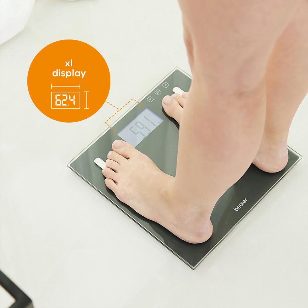 Beurer BF 180 Diagnosewaage, Körperfettwaage mit BMI-Berechnung und großer LCD-Anzeige, schwarz