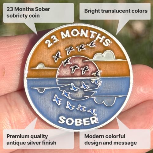 Image of The Achieve Mint 23 Months Sober Token | 23 Months Sobriety Chip | Non-AA, Non-Religious Medallion for Men and Women Celebrating Sobriety