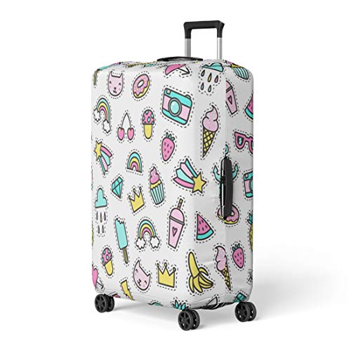 Pinbeam Luggage Cover Pattern Cute Pins Girl Patch Fun Cat Cone Travel Suitcase