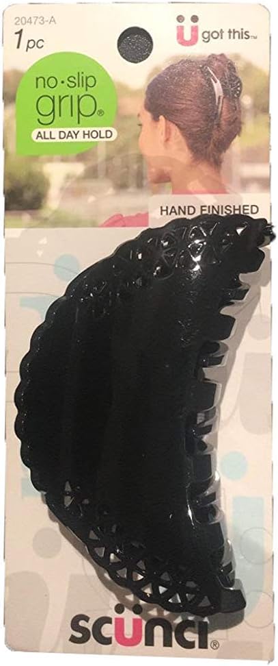 No-Slip Grip Lacey Claw Clip, Dark Brown/Black, Large (1 piece)
