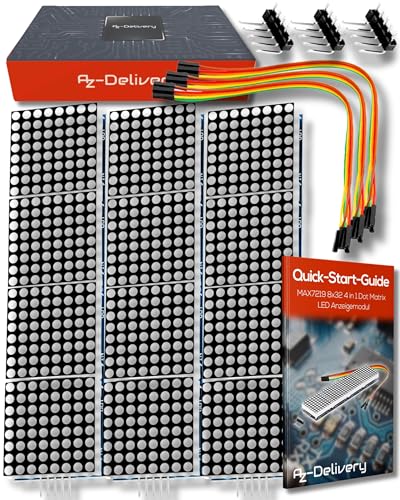 AZDelivery MAX7219 3X Dot Matrix MCU LED 4 en 1 8 x 32 Module d'Affichage Compatible avec Arduino et Raspberry Pi incluant Un E-Book!