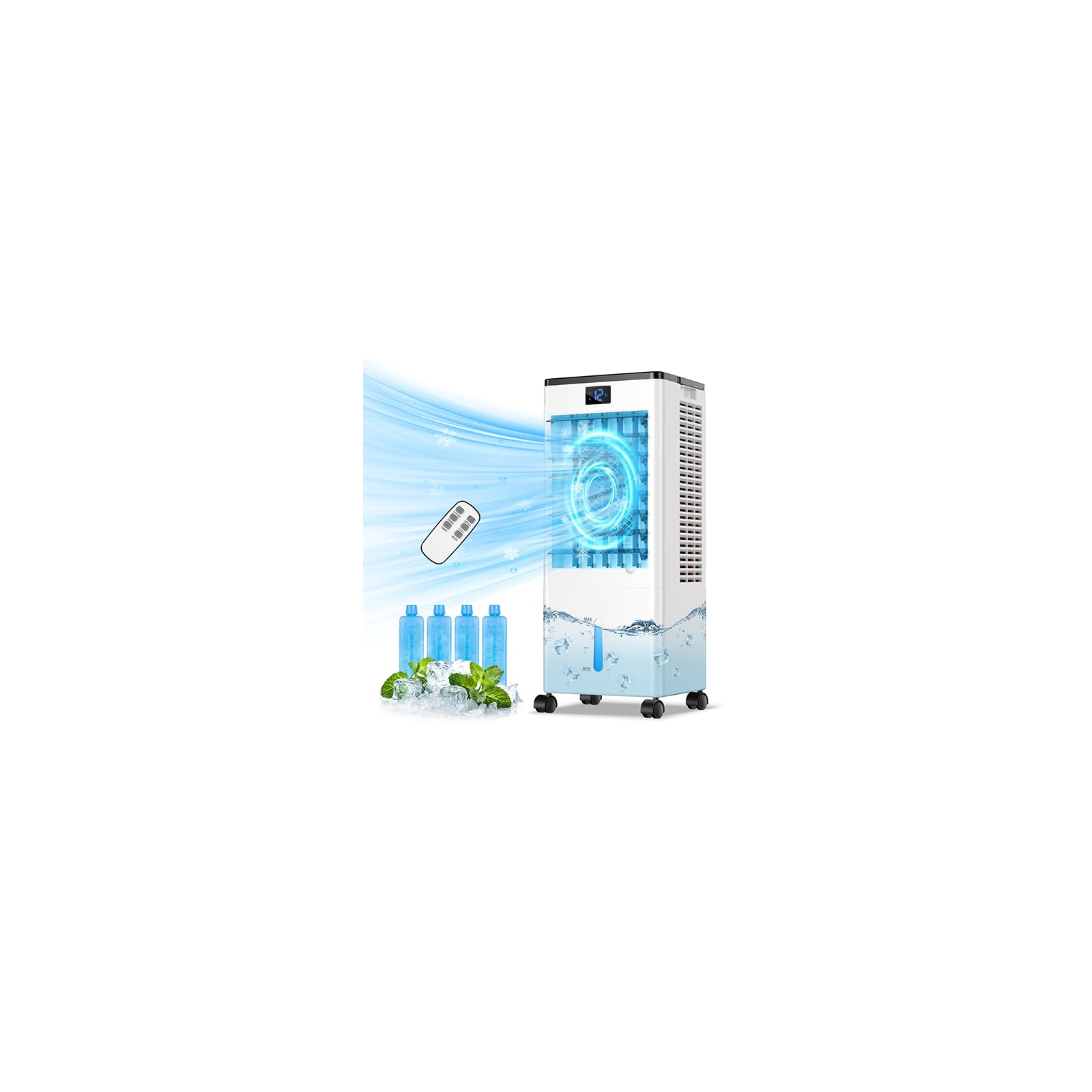 Portable Air Conditioner, 4-IN-1 Air Conditioner, Air Conditioner Portable w/ 4 Modes & 3 Speeds, Air Cooler w/ 12H Timer & Remote, Fast Cooling Portable AC for Room Bedroom Home O image 5