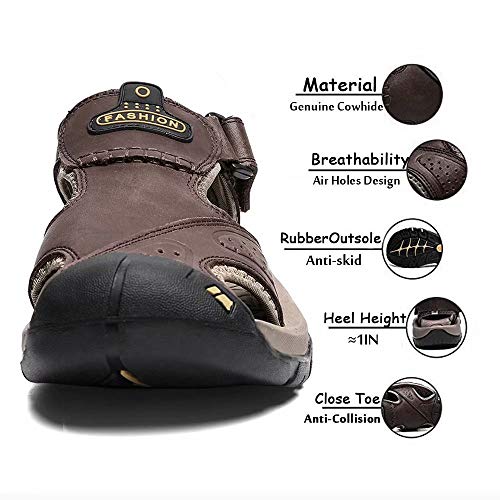 Visionreast Mens Closed Toe Fisherman Leather Sandals Outdoor Hiking Beach Sandals Athletic Water Shoes thumb #1