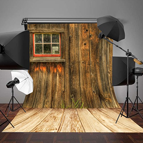 Lylycty 5X7Ft Rustic Barn Door Wall Photography Background Yellow Wooden Floor Photo Backdrop Studio Props Wall Ly002 #TOP5